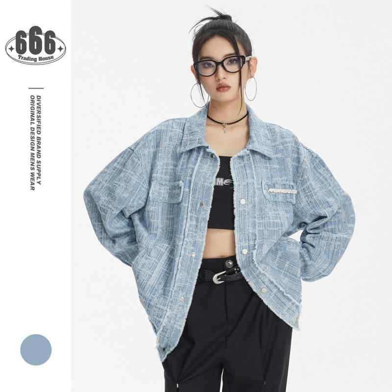 男女兼用 ジャケット デニムジャケット デニム アウター ヴィンテージ風 レトロ ゆったり オーバーサイズ ジェンダーレス カジュアル ストリート 前開き ライトアウター 羽織り きれいめ 上品 春 秋 冬
