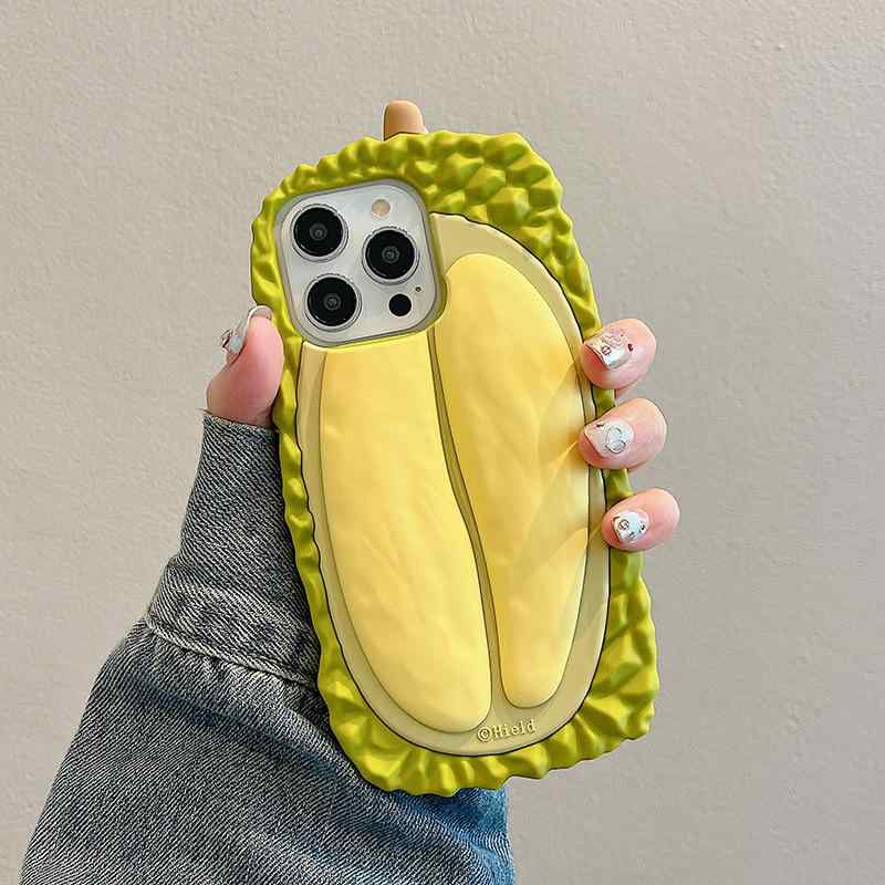 レディース スマホケース 3D 立体 ドリアン フルーツ シリコン ソフトケース 耐衝撃 柔らかい 傷防止 背面保護 おもしろ かわいい 個性的 映え 夏 海 プレゼント ギフト