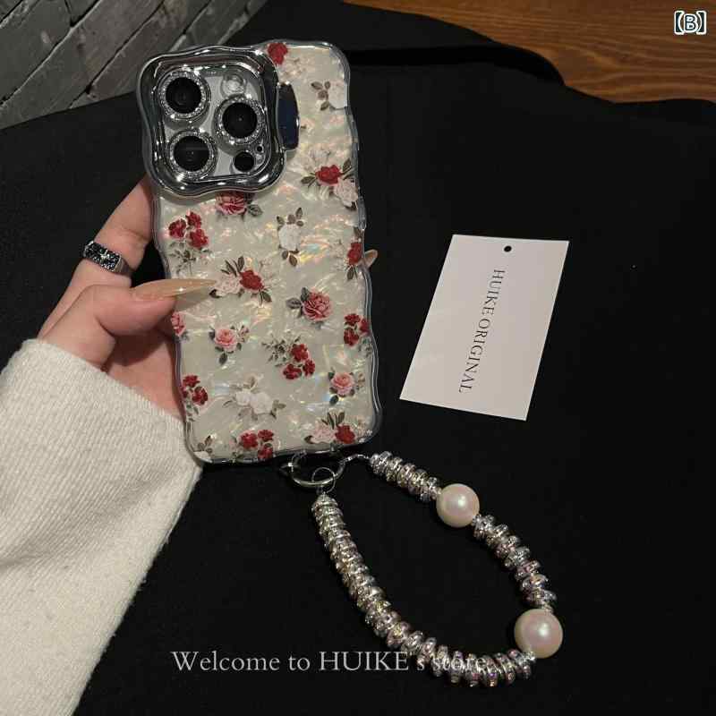 くらしのセロネのレディース スマートフォンケース スマホカバー 耐衝撃 シェル柄 花柄 フラワー カメラレンズ保護 一体型 スタンド付き 16 15 14 13 12 Pro Max 対応 落下防止 大人可愛い 上品 高見え お洒落 きれいめ｜アングル3