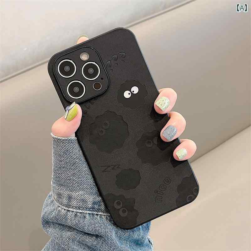 くらしのセロネの男女兼用 スマホケース 16 15 Pro Max 14 13 Pro 対応 鏡面 ミラー付き キャラクター かわいい おもしろ 個性的 背面保護 耐衝撃 トレンド インスタ映え プレゼント 携帯ケース カバー ブラック｜アングル2
