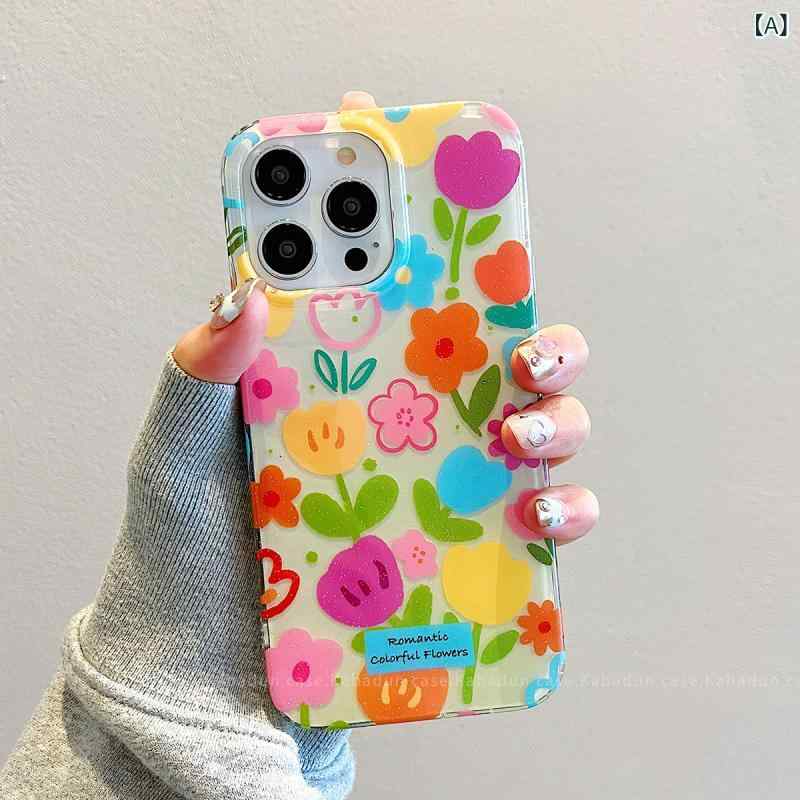 レディース iPhoneケース スマホケース 花柄 カラフル フラワー スタンド付き 背面...