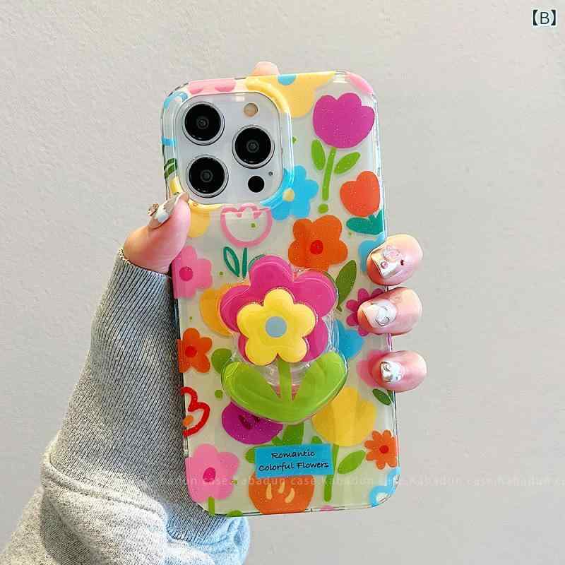 レディース iPhoneケース スマホケース 花柄 カラフル フラワー スタンド付き 背面...