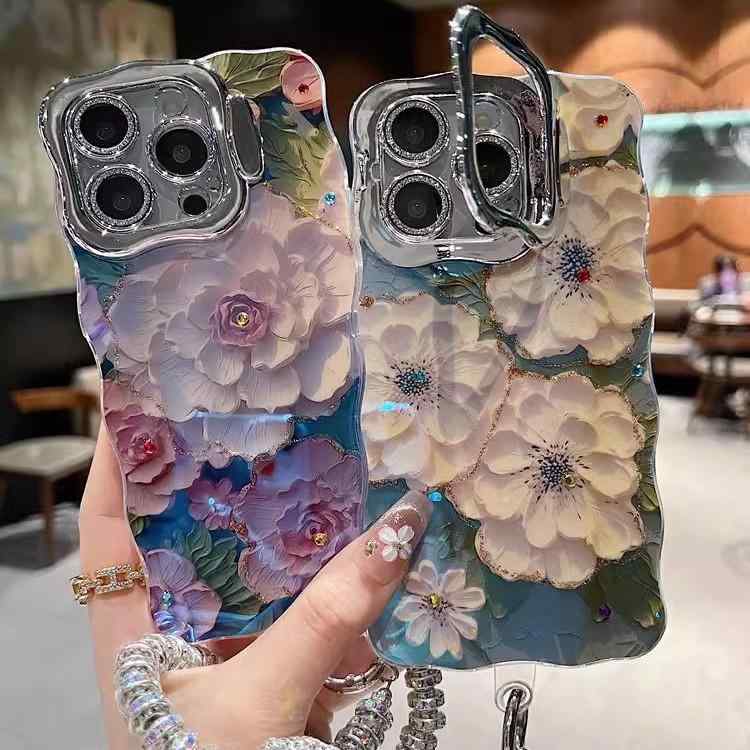 乐天商城 - レディース iPhoneケース スマホケース 16 15 Pro 14 Pro Max 花柄 ブレスレット付き 手首ストラップ 落下防止 幻想的 美しい 大人可愛い 上品 きれいめ 高見え おしゃれ かわいい 華やか