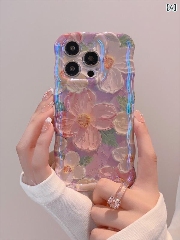 くらしのセロネのレディース スマホケース 花柄 フラワー オーロラ ブルーライト ホログラム ショルダーストラップ付き ネックストラップ 肩掛け 首掛け 落下防止 大人可愛い きれいめ 上品 高見え 華やか おしゃれ 高級感 スマートフォン カバー｜アングル2
