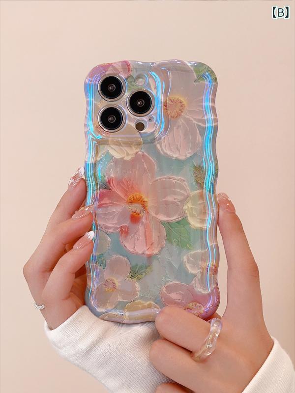 くらしのセロネのレディース スマホケース 花柄 フラワー オーロラ ブルーライト ホログラム ショルダーストラップ付き ネックストラップ 肩掛け 首掛け 落下防止 大人可愛い きれいめ 上品 高見え 華やか おしゃれ 高級感 スマートフォン カバー｜アングル3