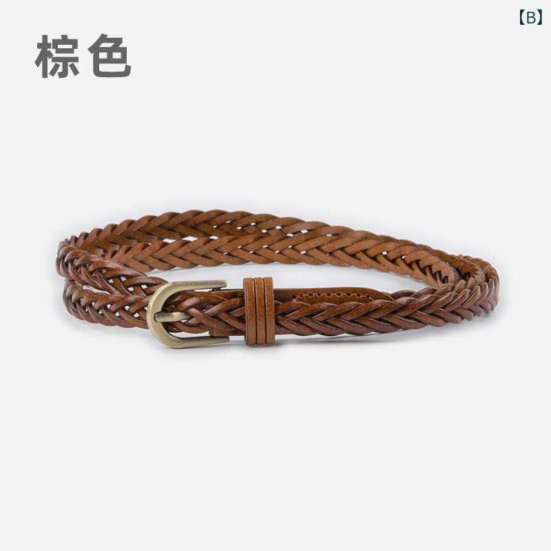 くらしのセロネのレディース ベルト 編み込み メッシュベルト 穴なし ピンレス レトロ ウエストマーク ヴィンテージ風 細見え 着痩せ 体型カバー 大人可愛い 上品 きれいめ カジュアル ワンピース デニム パンツ セーター コーデ｜アングル3