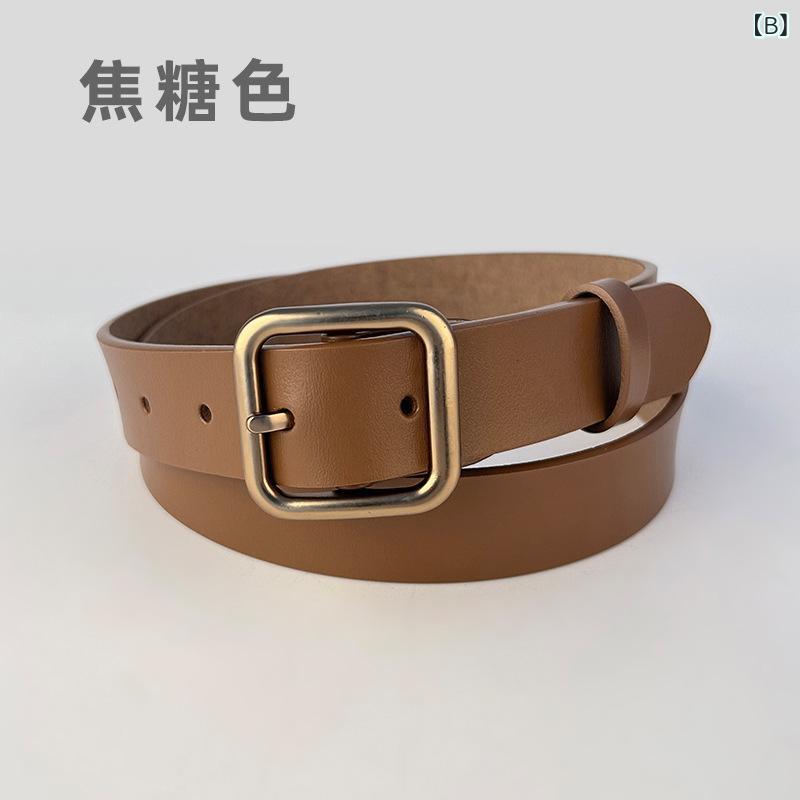 くらしのセロネのレディース ベルト 本革 牛革 ピンバックル スクエアバックル カジュアル デニム用 レトロ シンプル 高見え 上品 合わせやすい 普段使い 通勤｜アングル3
