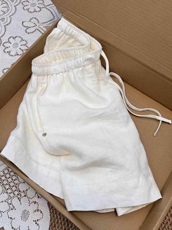 レディース ハーフパンツ ショートパンツ ワイドパンツ リネン 麻 Aライン 脚長効果 ホワイト 上品 高見え きれいめ 大人可愛い カジュアル 通勤 オフィス 夏