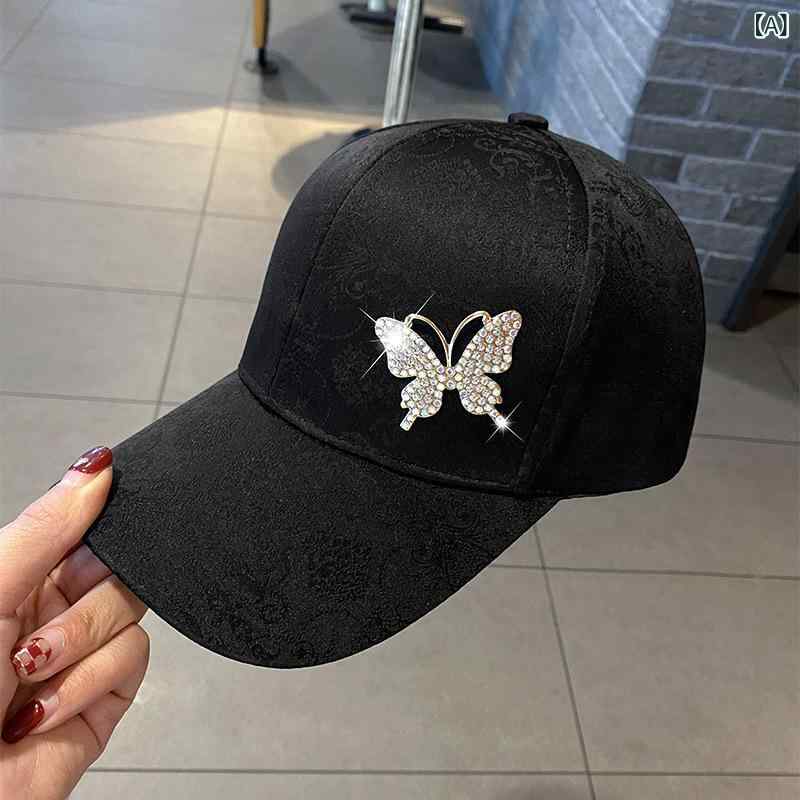 レディース キャップ 蝶モチーフ ラインストーン レース 花柄 UVカット 日よけ 小...