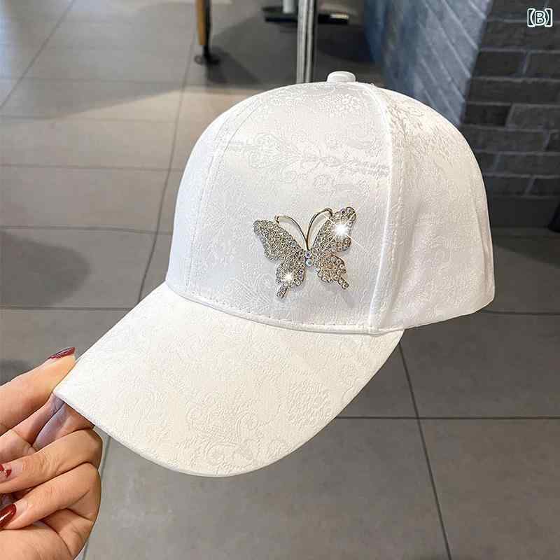 レディース キャップ 蝶モチーフ ラインストーン レース 花柄 UVカット 日よけ 小...