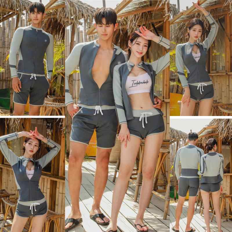 乐天商城 - 男女兼用 水着 ラッシュガード 上下セット 長袖 ロングパンツ UVカット ダイビング シュノーケリング ビーチ 海 プール マリンスポーツ ペアルック 動きやすい 楽ちん
