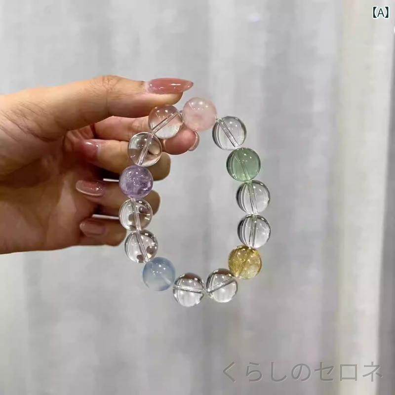 ブレスレット レディース 水晶 透明 多宝 ビーズ 手串 肌白く見せる かわいい アク...