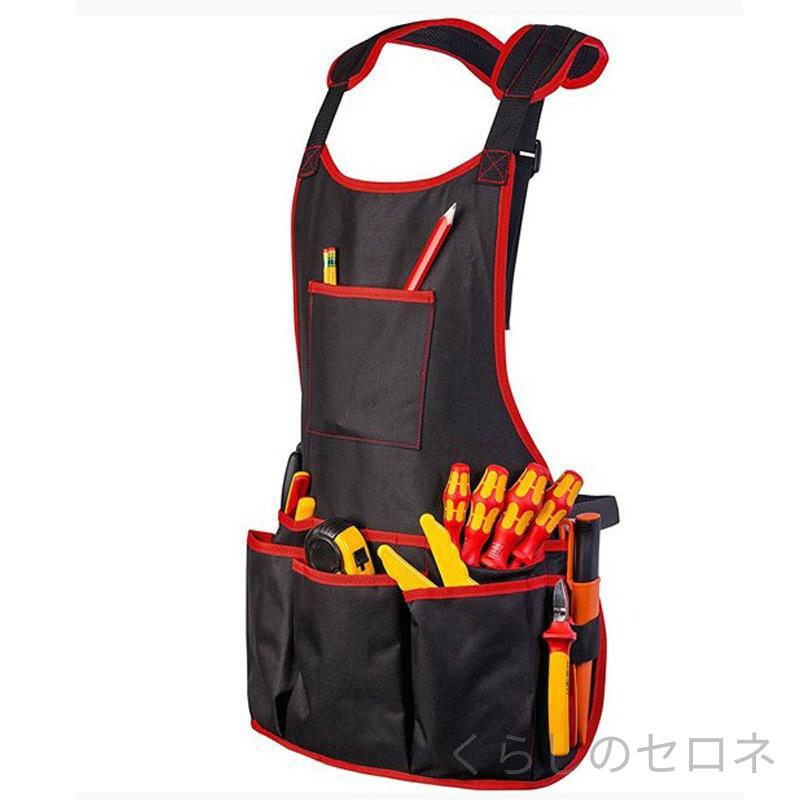エプロン ワークエプロン ツールエプロン ガーデニング BBQ 作業用 工具入れ 多機...