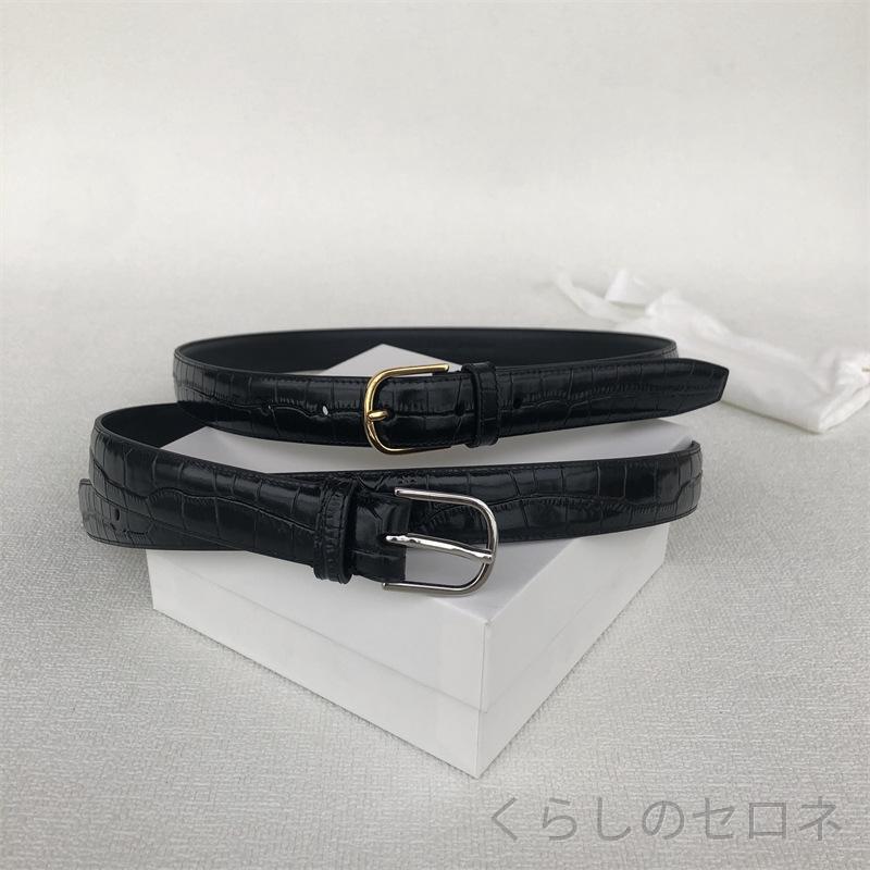 ・素材: 本革・革質: 頭層牛革・バックル素材: 合金・留め方: ピン留め・色: 銀バックル中サイズ80,金バックル中サイズ80,銀バックル小サイズ75,金バックル小サイズ75,銀バックル大サイズ85,金バックル大サイズ85・幅: 細幅（2cm未満）