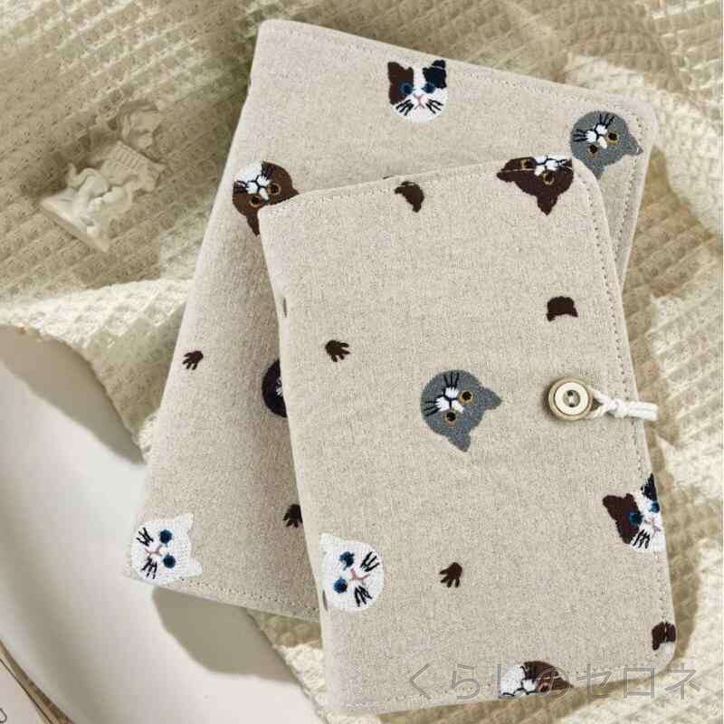 手帳 布製 綿麻 刺繍 A5 A6 ルーズリーフ リフィル可能 文芸風 手作り ポータブル メモ帳 ノート スケジュール帳 ダ…