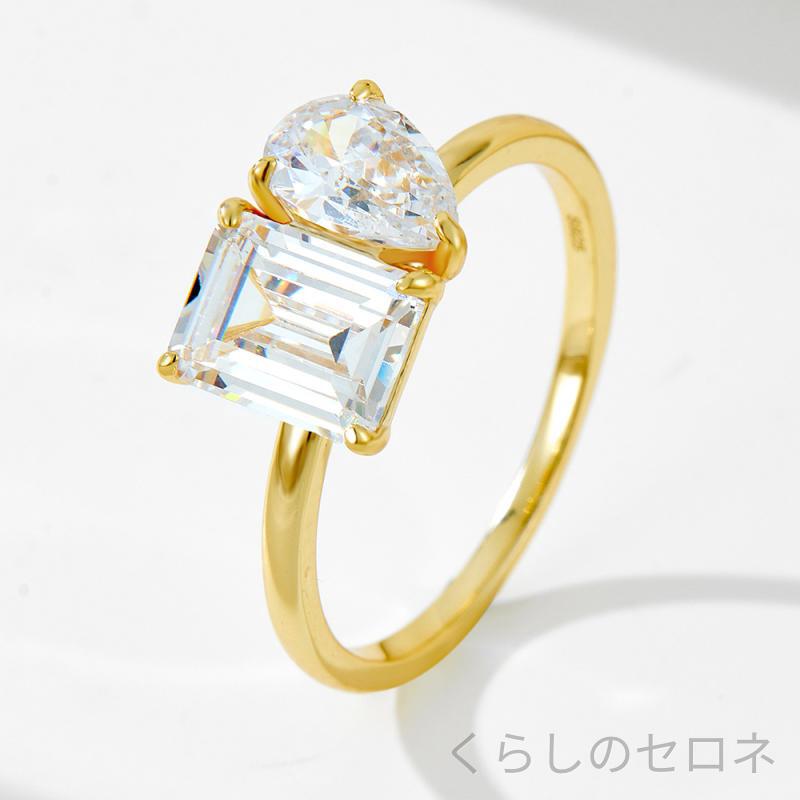 ・素材: 925シルバー・カラー: イエロー,ホワイト・サイズ: 5号,6号,7号,8号・重量: 2.7g・形状: ジオメトリック・加工: ダイヤモンドインレイ・デザイン要素: スクエア・スタイル: 欧美ファッション通勤・対象: 女性用