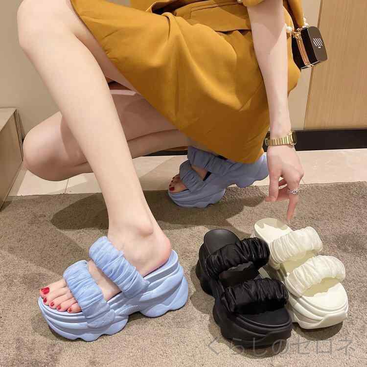 サンダル レディース 春夏 メッシュ ウェッジヒール オープントゥ ストラップ ビー...