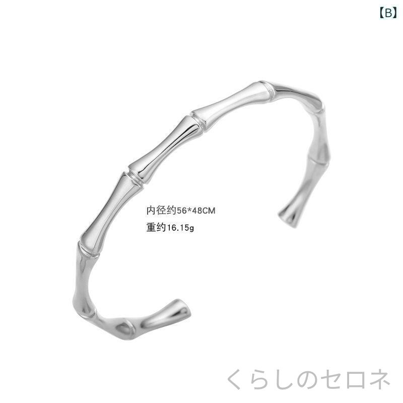ブレスレット レディース 925シルバー 竹節デザイン 開口型 シンプル 個性的 INS風...