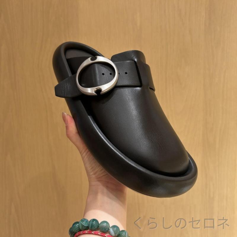 サンダル レディース 厚底 ブラック レトロ 楽ちん 半スリッパ カジュアル 外出用 ...