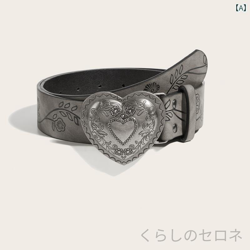 男女兼用 ベルト 欧米風 ピンバックル プリント柄 ブラウン 茶色 模様 個性的 高見...