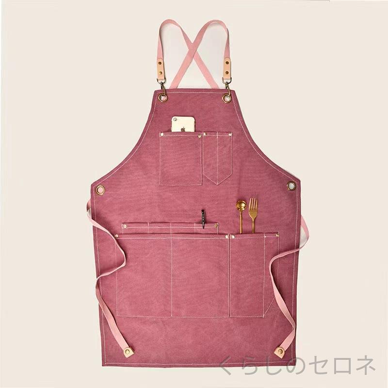 ・エプロンタイプ: 無袖・用途: 防汚・素材: キャンバス・サイズ: フリーサイズ・スタイル: モダンシンプル・柄: 無地・カラー: ダークグレー,カーキ,グリーン,ローズレッド,ネイビー,ブラック