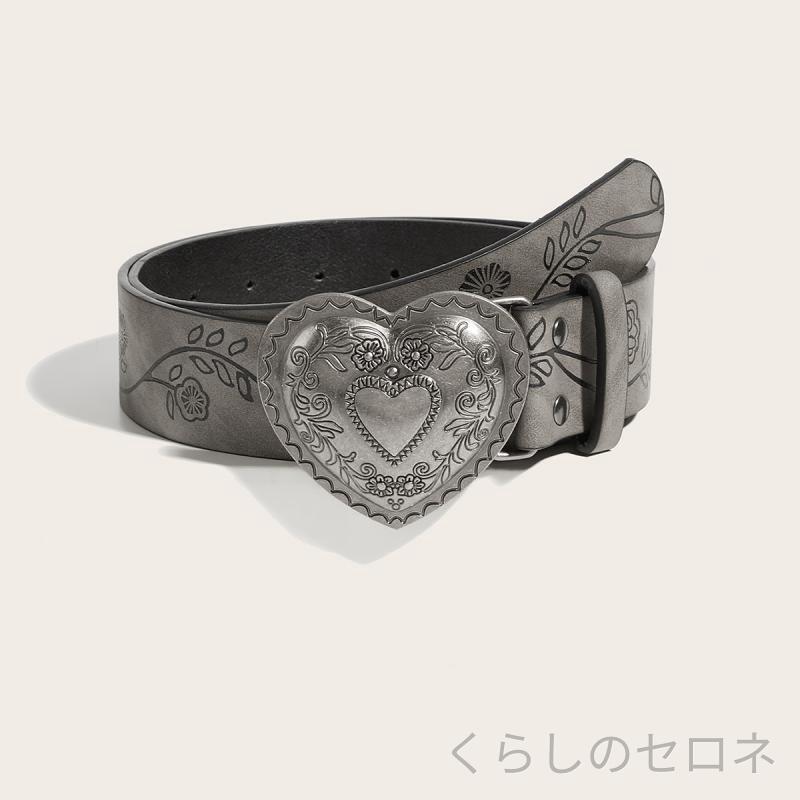 男女兼用 ベルト 欧米風 ピンバックル プリント柄 ブラウン 茶色 模様 個性的 高見...