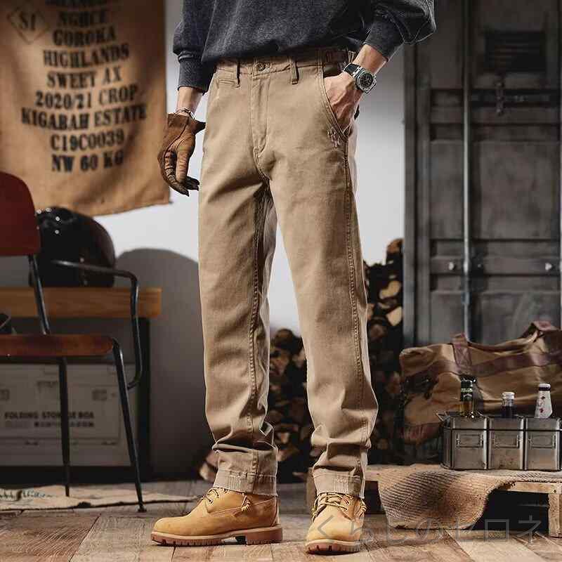 ・スタイル: ユース・パンツタイプ: ロングパンツ・パンツ形状: ストレート・丈: 9分丈・ウエスト: ハイウエスト・厚み: 薄手・主素材: コットン80%・ストレッチ: 微弾性・色: ブラック,グリーン,カーキ・サイズ: M,L,XL,2XL,3XL・素材機能: ハイストレッチ・対象: 成人メンズ