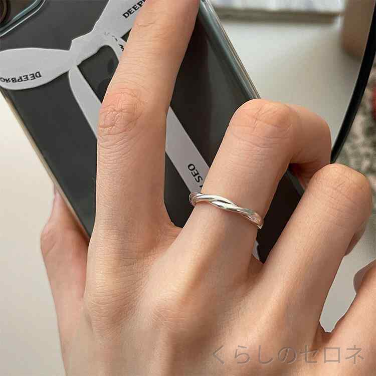 指輪 レディース 925シルバー ツイスト巻きつけ シンプル ミニマルデザイン 韓国風...
