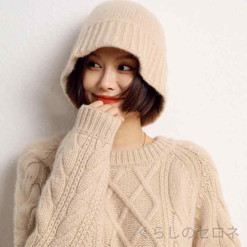 フィッシャーマンハット レディース 秋冬 カシミア 厚手 ニット 帽子 シンプル フ...