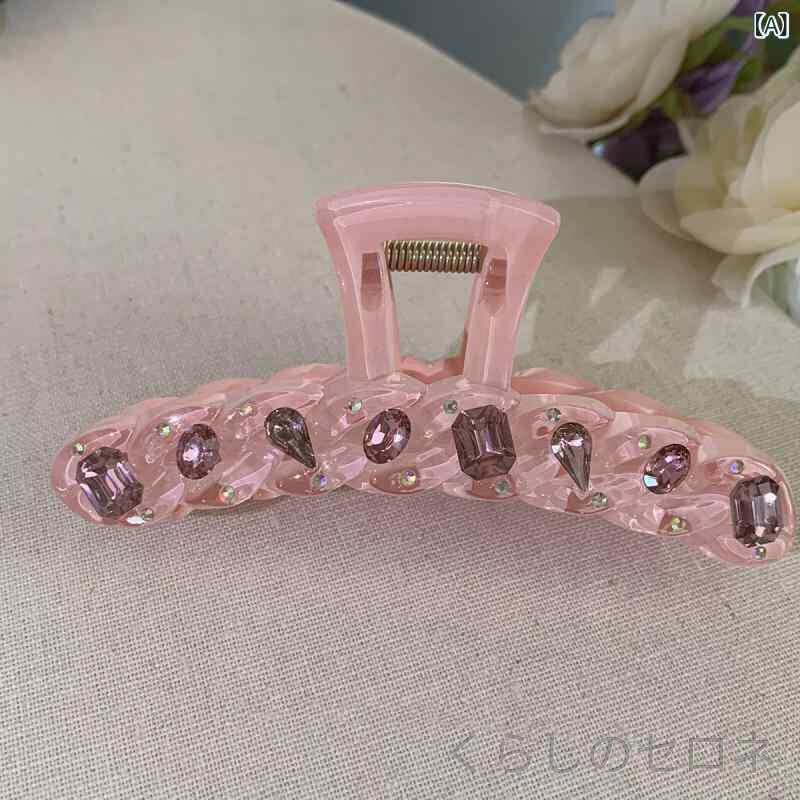 ヘアクリップ 女性 かわいい ピンク 大型 サメクリップ Y2Kスタイル 高級感 後頭部...