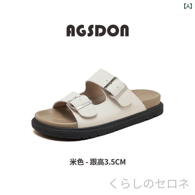 春夏 レディース ビーチサンダル 厚底 平底 外出用 クール ファッション 軽量 吸湿...