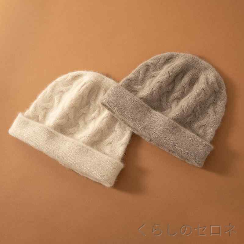 秋冬 男女兼用 羊毛 ニット帽 二色 耳付き 暖か カジュアル セットオン帽 包頭帽 ...