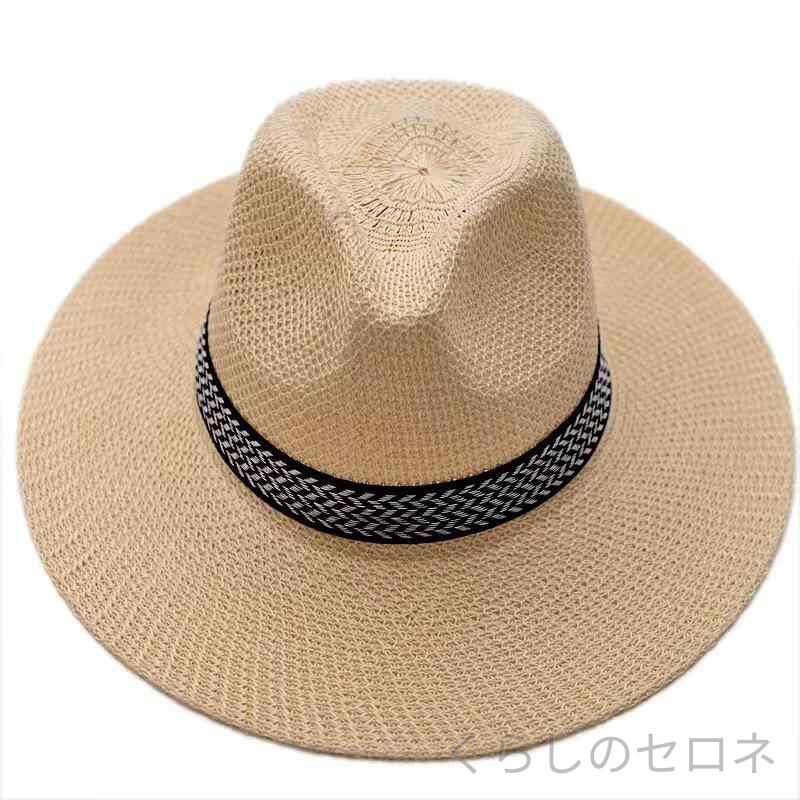 メンズ 帽子 麦わら帽子 ストローハット 中折れハット つば広 紫外線対策 UVカット 日よけ 日焼け防止 夏 暑さ対策 アウトドア レジャー 旅行 散歩 紳士 カジュアル シンプル 普段使い 涼しい 通気性