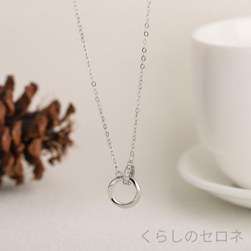 ネックレス レディース モビウスリング 925シルバー 個性デザイン INS風 ダブルリング 高級感 女性アクセサリー ユニーク スタイリッシュ 日常使い コーディネート自在 ファッション小物 軽量 洗練シルバー モダンアクセ