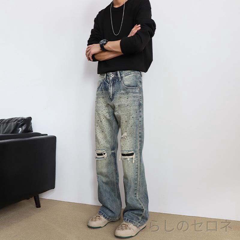 ・スタイル: ベーシック・パンツ形状: ストレート・丈: ロング・ウエスト位置: ローライズ・前開き: ジッパー・厚み: 薄手・主素材: アセテート・ディテール: マルチポケット・裾形状: ストレート・カラー: ブルー・サイズ: L,XL,XXL,XXXL・加工: ウォッシュ・対象: メンズ・対象年齢: アダルト