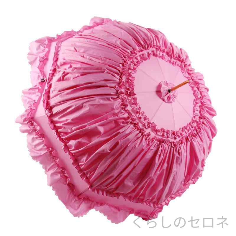 レディース 傘 日傘 パラソル ブライダル レース 花嫁 ウェディング プリンセス フリル 長傘 手開き 上品 華やか 撮影用 結婚式 披露宴 前撮り 装飾 小物 大人可愛い 高見え エレガント(x2)
