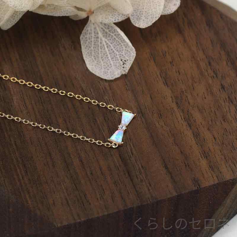 ブレスレット レディース シンプル レトロ 蝶結び 925シルバー ゴールドメッキ 人工オパール 手首アクセサリー