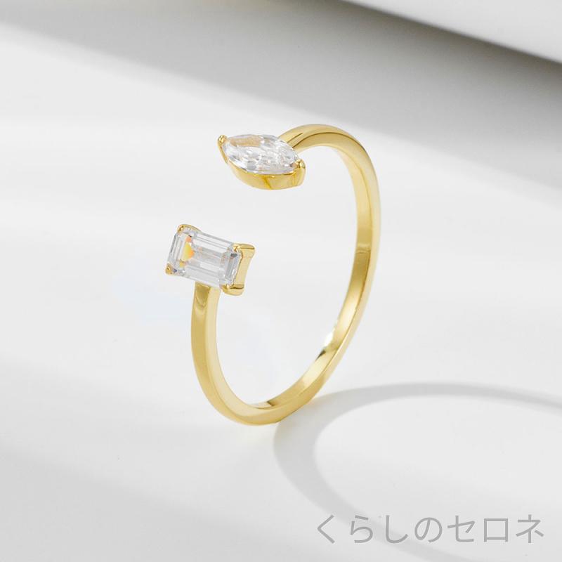 ・種類: リング・素材: シルバー・素材純度: 925シルバー・形状: ジオメトリック・加工: ダイヤモンドセッティング・デザイン: オープンリング・カラー: イエロー・サイズ: 7号・スタイル: 欧米風・スタイル分類: ファッショントゥーワーク・対象: 女性用・流行要素: 楕円,四角形・流行要素分類: ジオメトリック