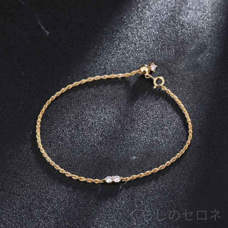 ブレスレット レディース ジルコニア ツイスト レイヤリング シンプル かわいい 高...