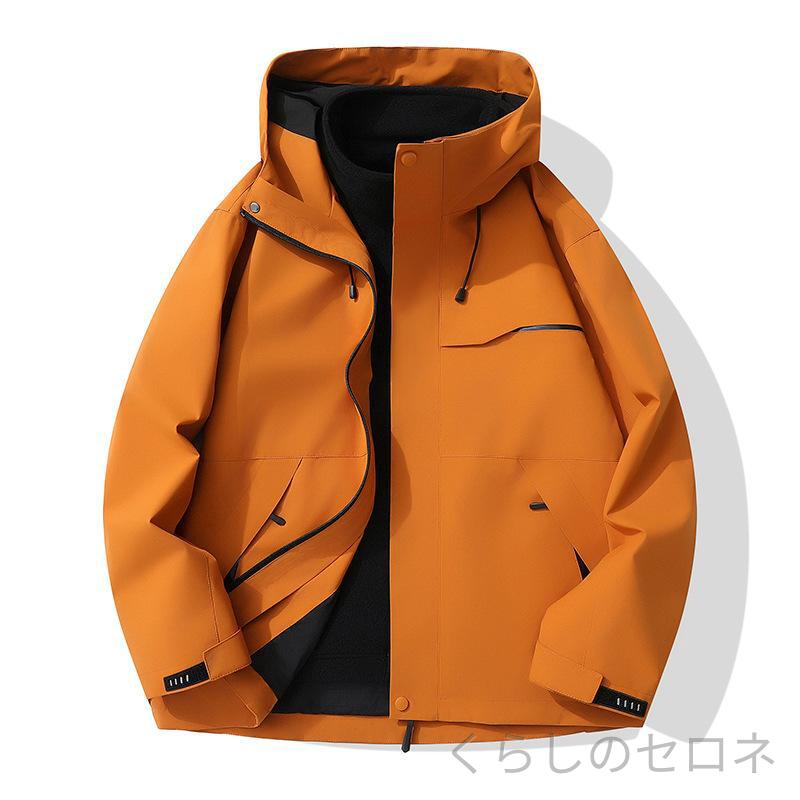 登山ジャケット 男女兼用 秋冬 三合一 フード付き 取り外し可能 2ピースセット ハイキング キャンプ アウトドア コート アウター 防風 防水 軽量 保温 通気