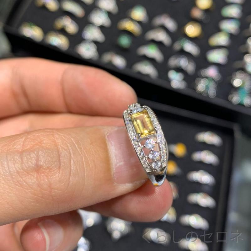 指輪 天然黄水晶 925銀 宝石 イエロー アクセサリー ジュエリー ファッション 女性...