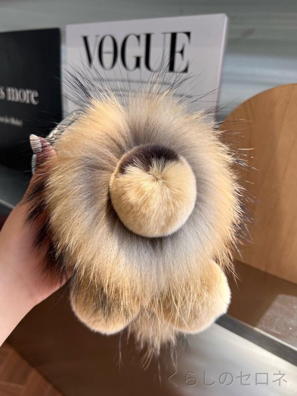 キーホルダー ユニセックス かわいい ライオン ぬいぐるみ ふわふわ 毛皮風 バッグ...