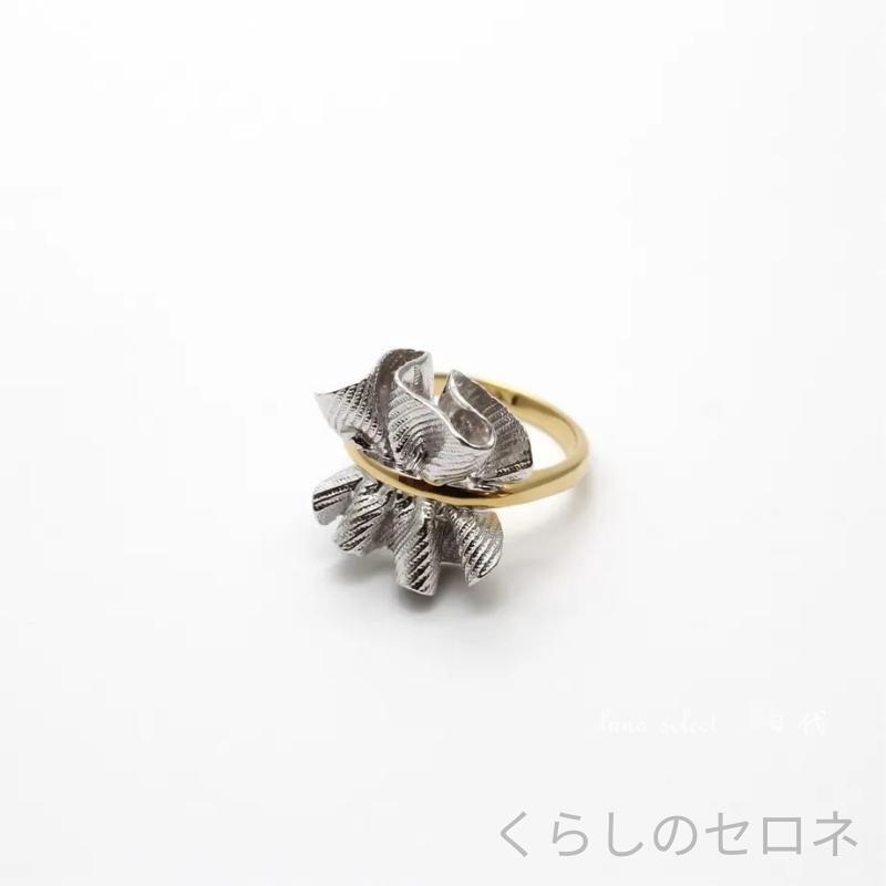 指輪 レディース 純銀 風 レトロ 不規則プリーツ 開口リング 異形デザイン 質感 テ...