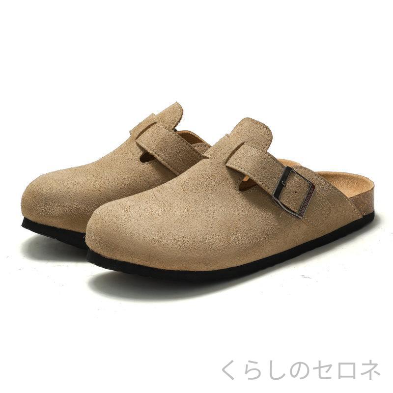 秋冬 サンダル 男女兼用 コルク素材 つま先カバー マット仕上げ ビーチ アウトドア...