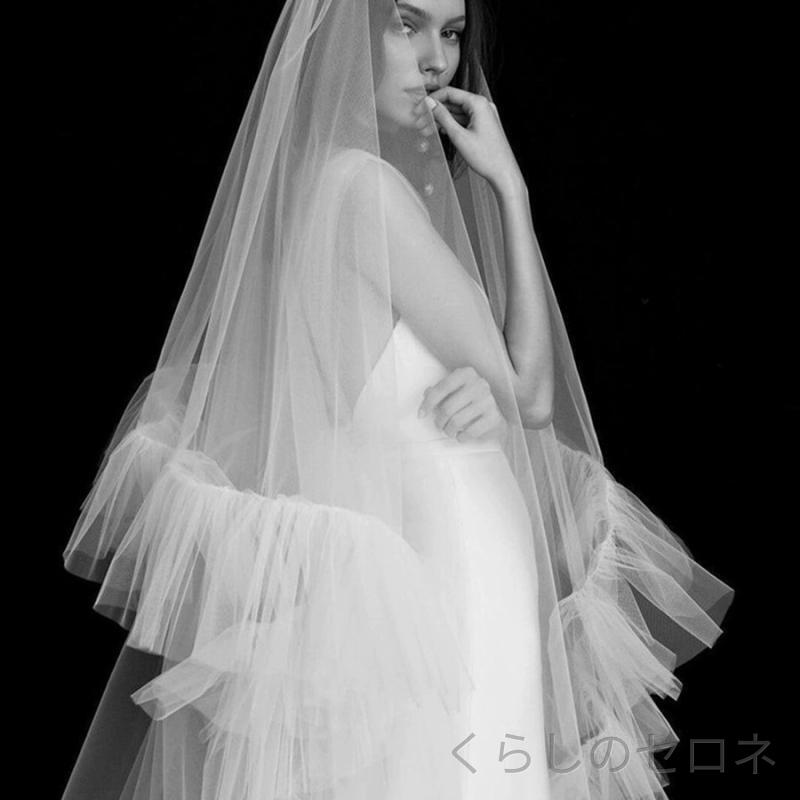・素材: チュール・色: 白色・長さ: 3m、双層、80-300cm・性別: 女性・形状: ウェーブ・種類: 小チャペル式