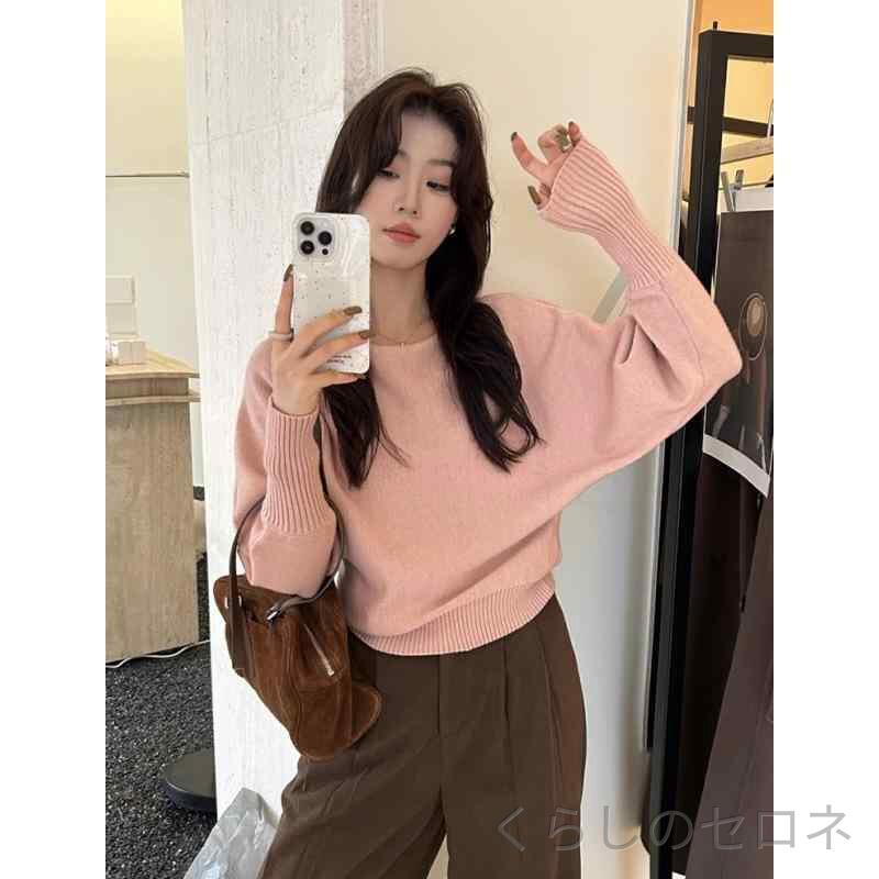 ニット レディース 肩出し ボートネック 赤 ゆったり 春 上品 アンゴラ素材 セーター トップス スタイリッシュ ユニーク ニットウェア