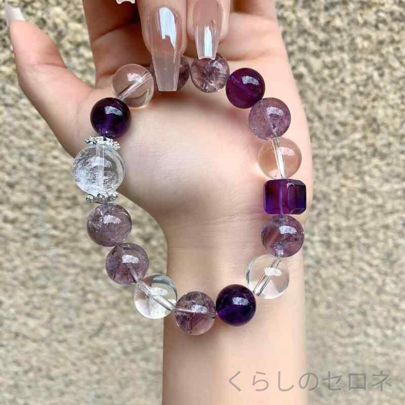・素材: 水晶・加工: 手作り・対象: 女性・水晶種類: 紫水晶、白水晶・色: 九紫離火・ビーズサイズ: 10mm,12mm・形状: 円形・スタイル: ファッションOL・スタイル分類: ファッション通勤・流行要素分類: 幾何