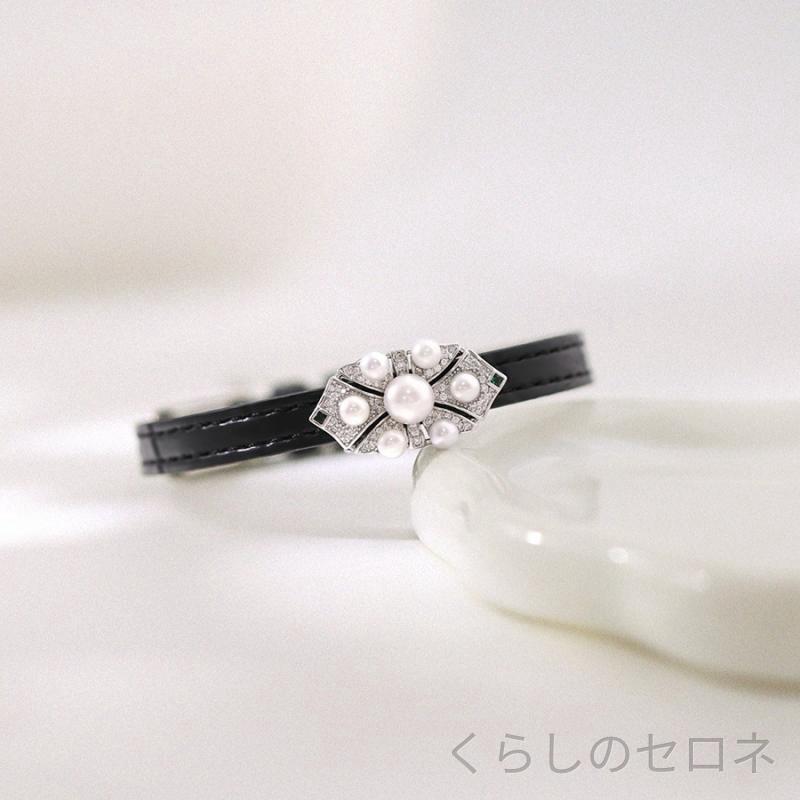 ブレスレット レディース 高級感 個性的 パール レザー かわいい クール 手首チェ...