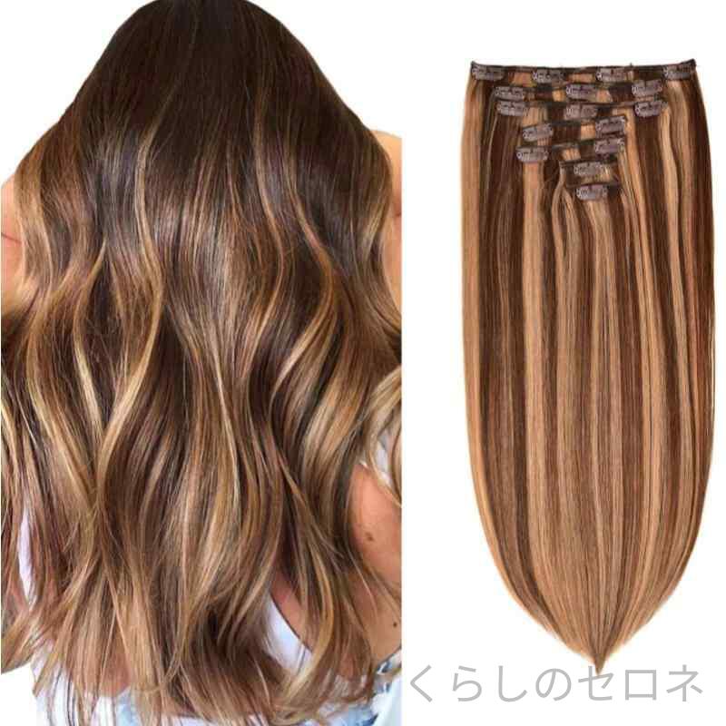 ウィッグ レディース ストレートヘア 真人髪 欧米風 フルウィッグ クリップオン ヘアピース バングス トップピース サイドピース 7点セット ナチュラル 日常使い ファッション ヘアスタイル