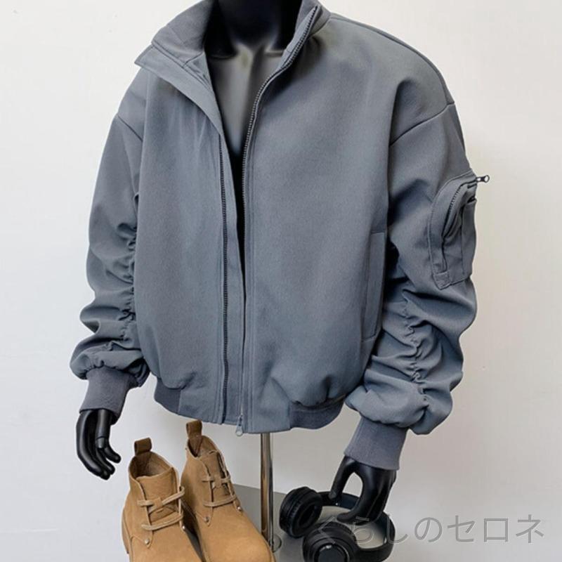メンズ ボンバージャケット 春秋 アメリカン レトロ ショート丈 アウター スタンドカラー 高級感 野球ジャケット ワイルド スタイリッシュ 軽量 吸湿速乾